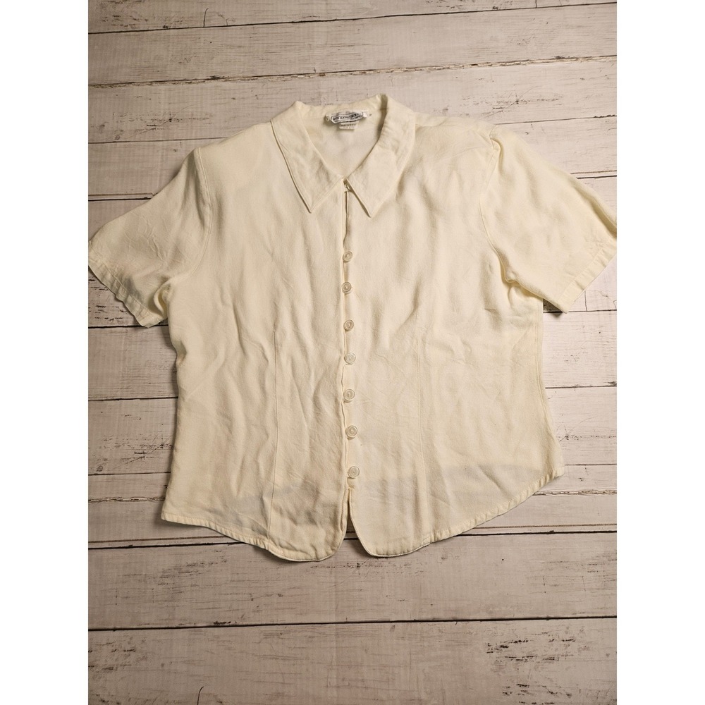 Vintage Impressions of California Blouse Womens 10 Cream Button Up USA Made 90s - Picture 2 of 7